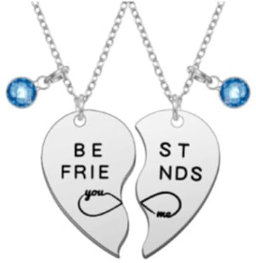 Guoguonb Collar de amistad de acero inoxidable para parejas, con diseño de rompecabezas con colgante de pareja de mejores amigos, cadena larga con colgante de diamante azul, joyas para mejores amigos,