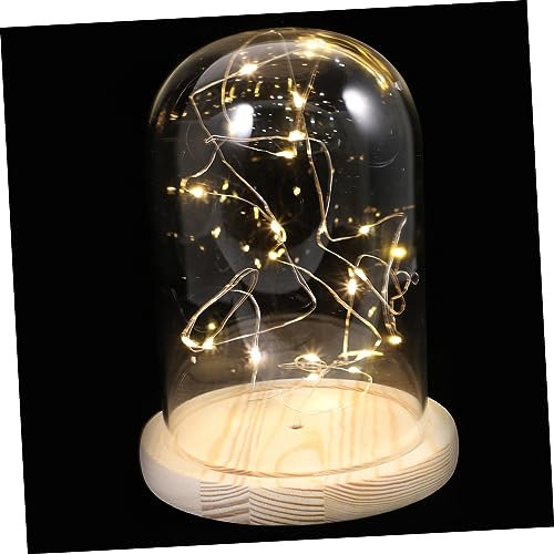 PRETYZOOM Glaslichter Mit Warmweißer Led-lichterkette Glasbeleuchtung Glaslaternen Für Wohnzimmer Und Flure Diy-glaslichter Mit Holzsockel Glaslichterketten Für Tischdekoration Warmweißes Li