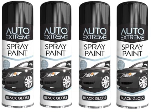 SDMAX All Purpose Black Gloss Spray Paint, Gloss Finish, Suitable for Wood, Metal, Plastic, and, Glass Surface, Easy and Quick Spraying, Interior and Exterior Usage, 250ML (4 Pcs)