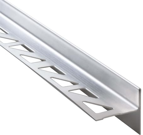 Dalsys Cuña de pendiente 200cm x 12,5mm derecha Plata acero inoxidable | Perfil para ducha accesible a ras de suelo, transición a baldosas o gres porcelánico, inoxidable
