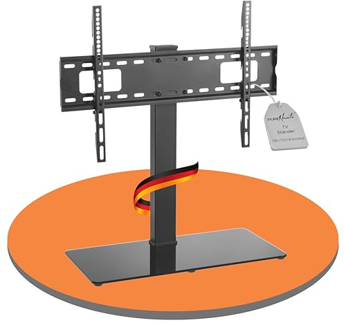 PureMounts TV Standfuß Halterung 32–70 Zoll VESA 600x400 höhenverstellbar | TV Halter Halterung Fernsehständer für 32-65 Zoll Samsung LG Philips Panasonic, Standfuß, Kabelmanagement, 40kg Traglast