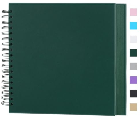 Miaikoe DIY Scrapbook Album 20.5x20.5 cm Hardcover Kraft Blank Paper Scrap Book with 40 Sheets Memory Book for Family Wedding Photography Anniversary (Dark Green)