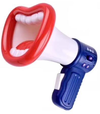 REEKOS Megaphon Megafon Handmegafon Lippenform Megaphone Handheld Bullhorn Lautsprecher Gesang Kunststoff Hand Megaphon Wechsler Horn Megaphon Lautsprecher(White)