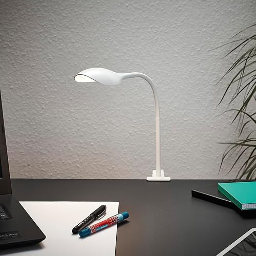 MeLiTec LED Klemmleuchte T161 in Weiß mit Flexiblem Kopf & 1,8 m Zuleitung, Energiesparend & Vielseitig, 350 Lumen, Warmweiß