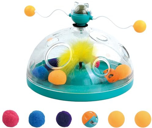 Dokeno 4 in 1 Interaktives Katzenspielzeug,Kätzchen Feeder Stimulation Spielzeug,Katzenspielzeug Intelligenz für Katzen,Katzenminze Kugel Spielzeug,für Haustiere