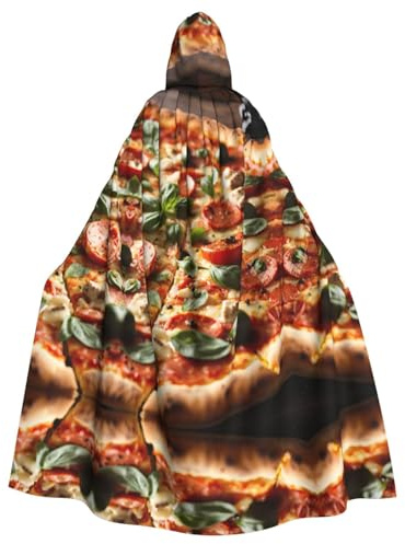 XTUAG 3d Pizza Pepperoni Costume Halloween Hooded Full Length Hooded Cloak Halloween Christmas Fancy Cape Costumes