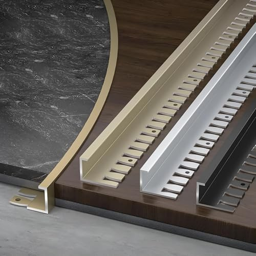 Raouoae Fliesenabschlussprofil C-Form Profil Biegbares Abschlussprofil 135cm 2 Stück Aluminium Eloxiert Stufenkantenprofil Für Laminat Ideale Lösung Für Übergänge(Sekt,Hoch: 8.6mm)