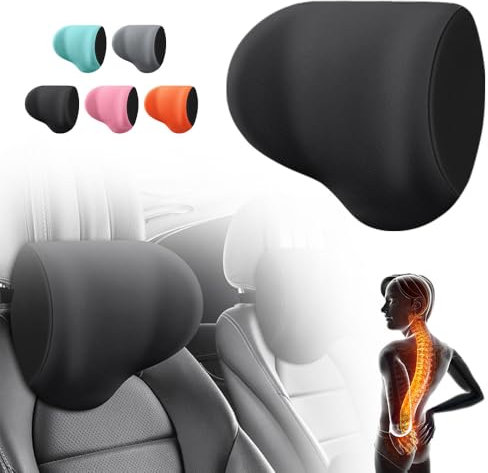 Ergonomische Kopfstütze und Lendenkissen, Memory Foam lordosenstütze auto, Ideales Rückenkissen für lindert Rückenschmerzen und Lordosenstütze, für Bürostühle Autositze (Schwarz, A-Kopfstütze)