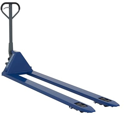 BiGDUG Deluxe Long Pallet Truck - 2000kg Capacity - Fork Size 540w x 2000d mm - Quick Lift - Euro Pallets - Silent Roll - Blue