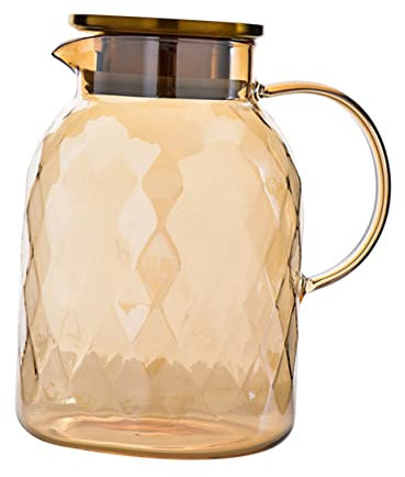 OFFSCH Jarra para Agua Fría de 1800ml Gran Capacidad Hogar de Vidrio Adecuado para Servir Bebidas Refrescantes