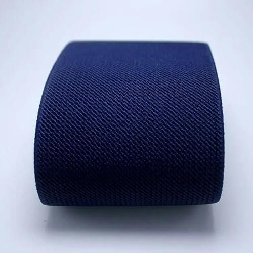 Cinturón de falda de pantalón duradero de 7,5 cm de ancho Banda elástica de color/Cinta elástica de sarga Cinta elástica de látex Banda de goma - Azul marino - 75 mm