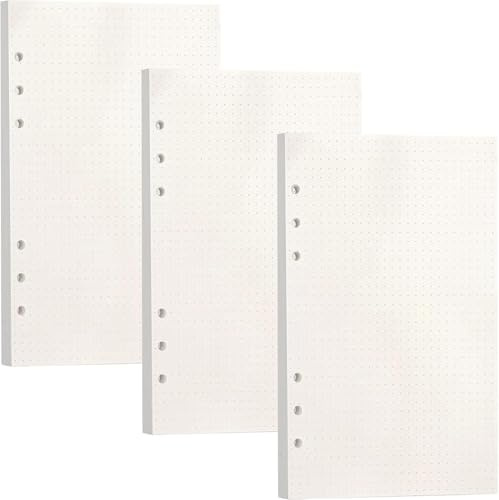135 Blätter A5 Nachfüllpapier Liniert, BetterJonny Nachfüllbare Refill Paper Nachfülleinlagen 6 Löcher Nachfüllbare Notizpapier A5 Ringbuch Nachfüllbar Papier für Notizbuch Tagbuch Malerei, Punkt