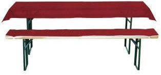 aro Bierbank -Auflagen Set mit Tischtuch 3-TLG., Polyester/Baumwolle, 110 x 25 cm + 135 x 75 cm, Bordeaux