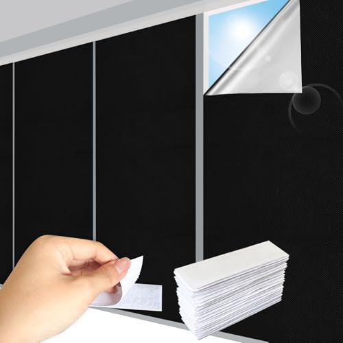 200 x 150cm Blackout Blinds Stick on,Oxford Fabric 100% Blackout Curtain for Window, Portable Blackout Shades Film for Bedroom, Cut to Any Size,Blackout Blinds for Travel Temporary
