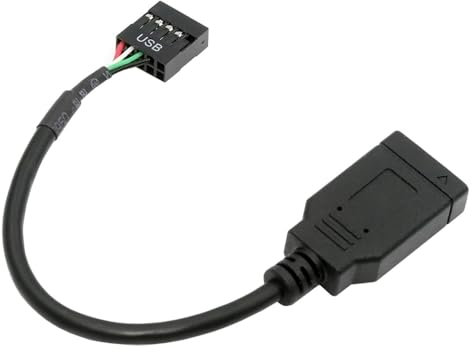 NFHK USB 2.0 9Pin Male to USB 3.1 Type E Key-A Female Front Panel Socket to 9Pin Mainboard Header Extension Cable 0.49FT