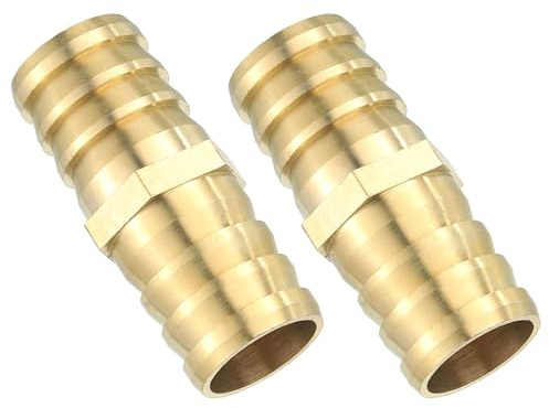QUARKZMAN 25mm Schlauchverbinder Messing Doppelnippel Kupplung, 2 Stück Schlauchverbinder Benzinschlauch Schlaucharmaturen Gartenschlauch zum Verbinden von Wasserschläuchen