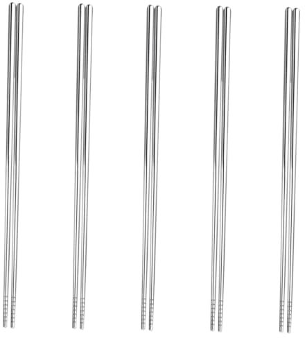HOLIDYOYO 5paia Bacchette Lunghe in Acciaio Resistente Per Cucinare e Friggere Utensili in Metallo Per Pentola Calda Pasta Noodles e Barbecue