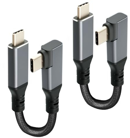 Wowfast Lot de 2 câbles USB C courts, 10 cm, avec coude à 90°, coude à 90°, 5 A PD, 10 Gbps, câble de charge rapide tressé, 240 W, avec puce E-Marker pour iPhone, MacBook, Huawei blanc