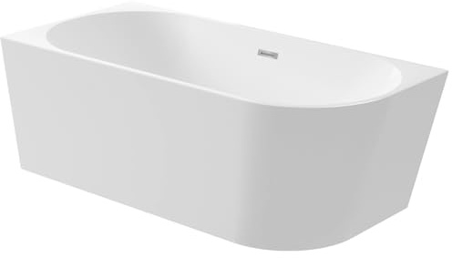 Balneo - Freistehende Badewanne - Eckbadewanne AVOLA - Acryl mit Stahlgestell - 6 Stabilisatorfüße - Überlauf und Klickverschluss - Modernes Design (Chrom-links, 160x80cm)
