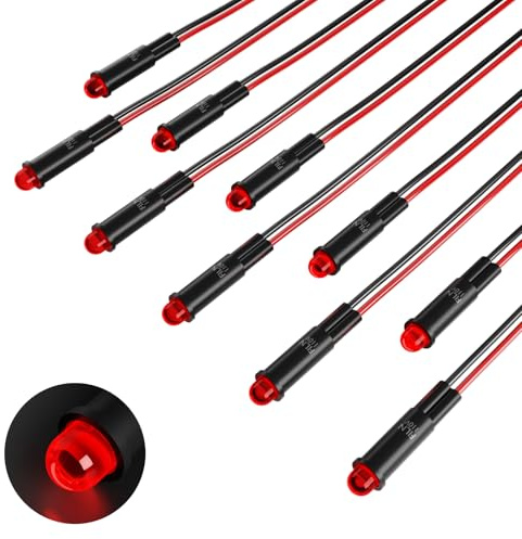 FILN LED Indicator Light 6 mm Plastic Signal Light Dashboard Indicator Light 110V Suitable for Car and Industrial Equipment Panel Instrument displays (10 Red)