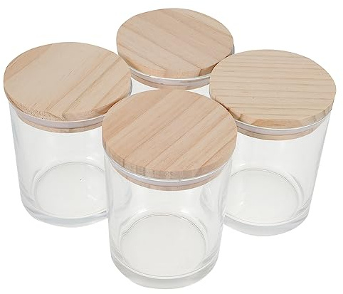 Tarros de Vidrio para Velas 200ml, Juego de 4 Piezas