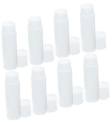 SAFIGLE 50stücke Pp Lippenbalsam-tuben Mit Kappen Leere Lippenstiftbehälter Transparente Tube Weiße Kappe Druckradmechanismus Wiederverwendbare Lippenbalsambehälter