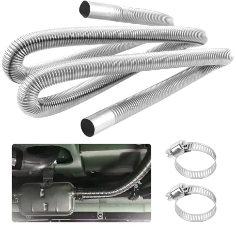 Edelstahl-Auspuffrohr Standheizung 200 cm Abgasschlauch mit zwei Edelstahlklammern für Dieselheizung, Auto und Stromerzeuger,Hitzebeständiger Abgasrohr Schalldämpfer (200CM)