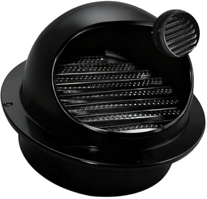 Griglia aerazione tonda, Griglia di Ventilazione A Sfera, con Zanzariera, Ventilatori Griglie Sfiati per Scarico A Parete Esterna, Scarico Cappa, Aria Fresca(Nero,100mm/3.9in)