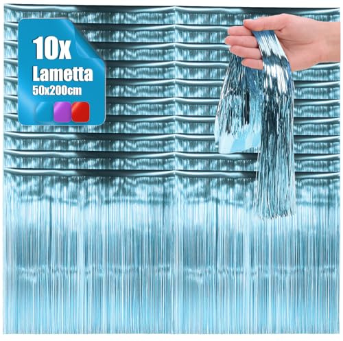 com-four® 10x Lametta, Ghirlanda Natalizia per l’Albero, Decorazione per Abete, Tenda di Fili Lisci in Lametta (Blu - 10 Pezzi)