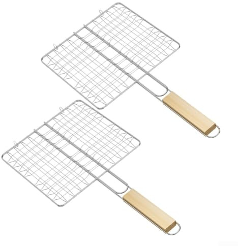 Edelstahl-Grillkorb-Set mit langem Griff für einfaches Wenden von Lebensmitteln