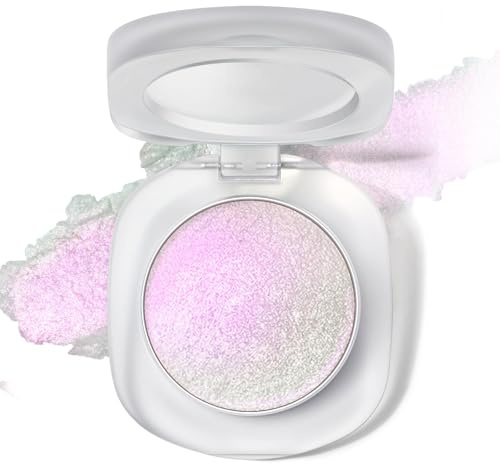 BelleFlair Holographic Paleta de Sombras de Ojos con Glitter Duocromo, Sombra de Ojos Cremosa de Larga Duración para Maquillaje de Ojos, Sombras Metálicas Iridiscentes (Rosa Blanco)