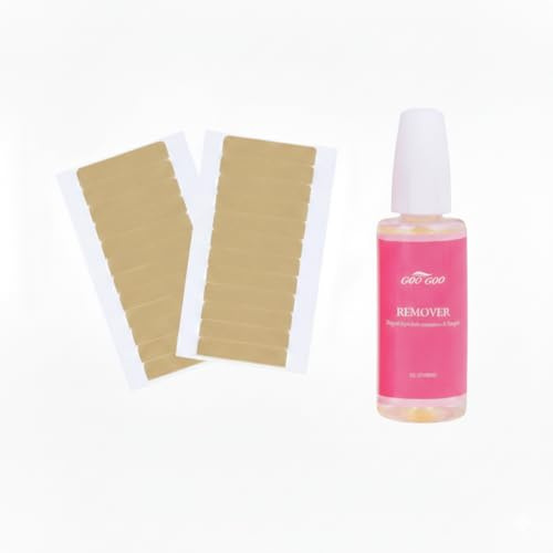 GOO GOO Tape Hair Extension Remover and Replacement Tapes Kit, Fast Acting Hair Extensions Remover 30ml Citrus Scent, Double Sided Adhesive Replacement Tapes, 24pcs, 1.6 * 3inch Each