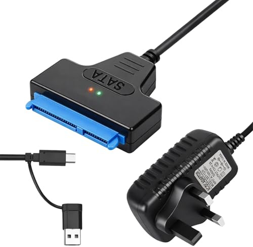 USB 3.0 to Sata Cable Hard Drive Adapter with 12V/2A Power Supply Sata to USB C Adapter External Hard Drive Reader Cable 3.5 Hdd & 2.5 Hdd/SSD High-Speed Transfer Lead for Windows Macos Linux UASP