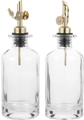NUSITOU Vinagrera de Vidrio 2piezas para Cocina Capacidad de 350ml, Dispensador Automático y Diseño Resistente que Previene Contaminación