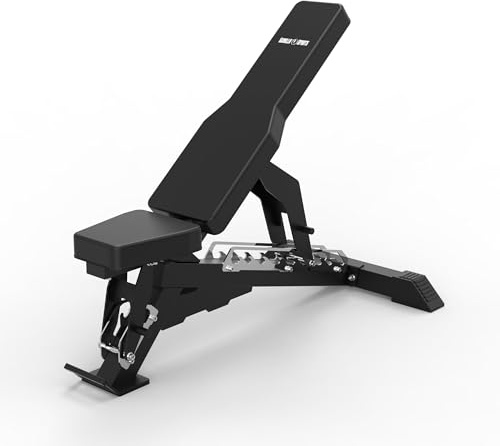 GORILLA SPORTS® Hantelbank, 9-fach Rücken, 3-fach Sitz, bis 450 kg | Mit pulverbeschichtetem Stahlrahmen, PU-Lederpolster, Transportrollen, Griff und Gummifüßen; verstellbare Trainingsbank