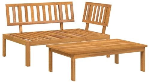 Qnhdfrt 2-TLG. Gartensofa Paletten Akazie 133x92x69 cm mit Tisch 100x60x30 cm Modernes Design Robustes Holz für Balkon Terrasse und Garten