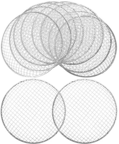 Operitacx Grille de Barbecue Ronde Jetable et Portable en Fil Galvanisé Argenté Lot de 10 Pièces pour Cuisson de Viande Four