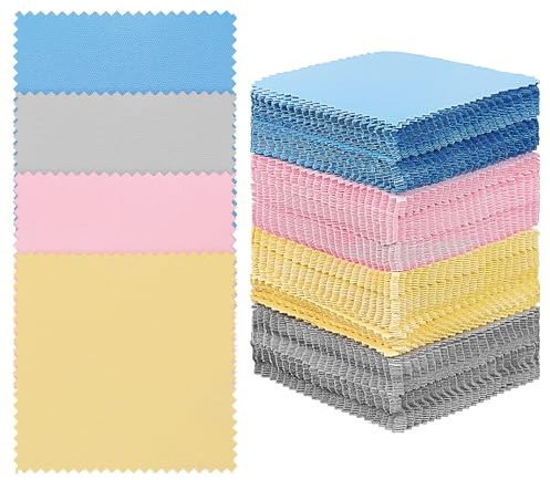 HEMOTON Paños para Limpiar y Pulir para Joyas de Limpieza de Doble Cara, 200 Unidades Reutilizables Diseño Elegante y Tamaño 8x8cm Plata y Oro