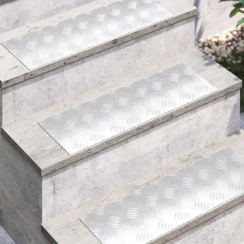 SKTQYQO Lot de 4 marches d'escalier en aluminium argenté 60 x 20 cm