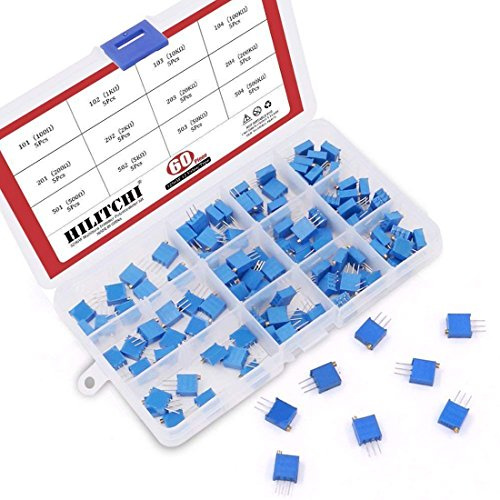 Hilitchi 60-st 100 till 500 K ohm 3296 W multiverktyg trimmer potentiometer sortiment kit - [12 värde]