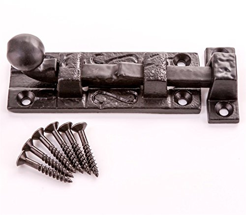 Türriegel aus Gusseisen, 75 mm, antiker Stil, Schwarz