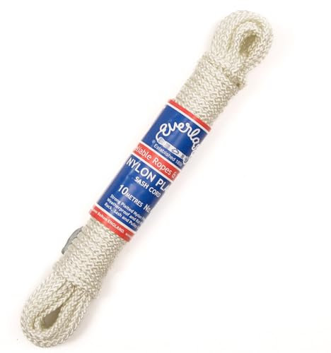 Everlasto Plaited Nylon Sash Cord Pulley Line Rope with Strong Nylon Core No.4 (6mm) x 10M
