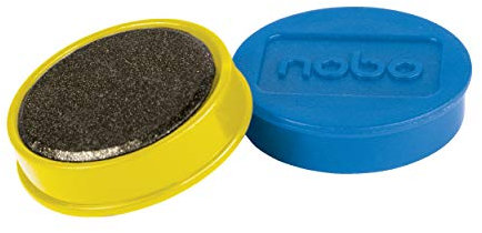 Nobo Magneti per Lavagna Bianca Magnetica, Diametro 32 mm, Confezione da 10, Colori Assortiti, 1915304