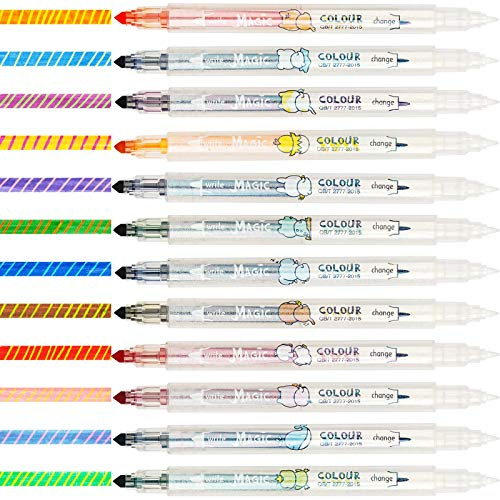 12-pack färgändrande marköruppsättning, NiArt Highlighter med dubbla spetsar blandade färger