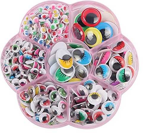 400 stycken plastvickelögon självhäftande, färgglada runda wiggle glasyr ögon pysselögon docka ögon ögon kullerögon pysselbehov ögon för gör-det-själv scrapbooking hantverk leksaker tillbehör