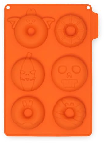 CÉCOA • Moule Silicone Halloween 6 Donuts – 100% Silicone Alimentaire Sans BPA • Anti-Adhésif • Cuisson Parfaite & Démoulage Facile • DIY Gâteaux, Friandises, Goûter Enfant, Pâtisserie Maison