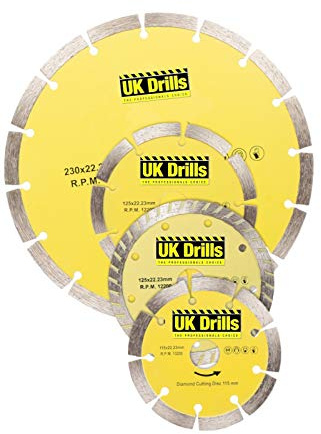 UK Drills - Diamond Cutting Disc for Angle Grinders - Clean Cut, Laser Welded Cuttin Disc for Concrete - 3 x 110mm