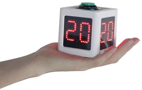 GANXIN Orologio da poker, conto alla rovescia dei secondi, per tornei di poker, casinò, scacchi, 20/30 secondi e ora personalizzata, timer cubo su 4 lati (piccolo, bianco)