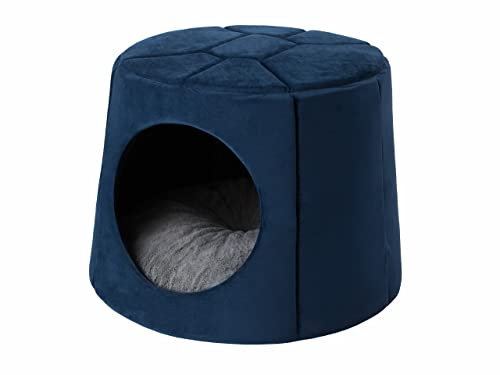 DOGGY Hundehöhle Hundebett Katzenbett Hundehütte Haustierbett Hundehaus Hundeliegen Hundesofa Korb Sofa Hundekissen Schlafplatz, Navy Blau, 2: ∅70 x 53 cm