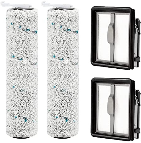 Fictezlove Zubehör für Bissell CrossWave X7 Pet Pro 2955N, 3479N Multi-Surface All in One Nass-Trocken-Staubsauger, 2 Stück Ersatzfilter und 2 Stück Multiflächen-Bürstenrolle (Weiß multifunktional)